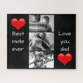 Best Dad 3-Photo Custom Text Love Heart Legpuzzel (Horizontaal)