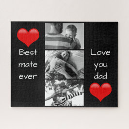 Best Dad 3-Photo Custom Text Love Heart Legpuzzel
