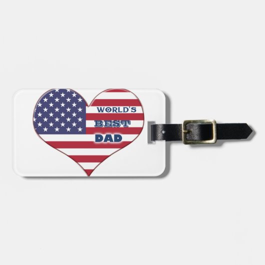 Best Dad American Flag Heart Bagagelabel (Voorkant horizontaal)