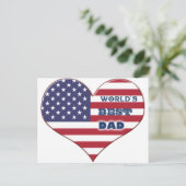 Best Dad American Flag Heart Briefkaart (Staand voorkant)