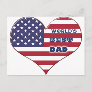Best Dad American Flag Heart Briefkaart