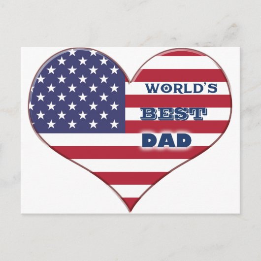 Best Dad American Flag Heart Briefkaart (Voorkant)