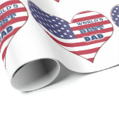 Best Dad American Flag Heart Cadeaupapier (Rol Hoek)