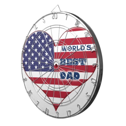 Best Dad American Flag Heart Dartbord (Voorkant Rechts)