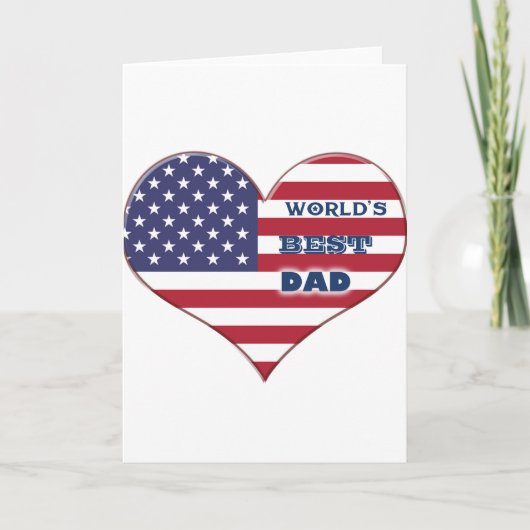 Best Dad American Flag Heart Kaart (Voorkant)