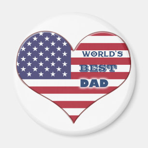 Best Dad American Flag Heart Magneet