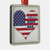 Best Dad American Flag Heart Metalen Ornament (Rechts)