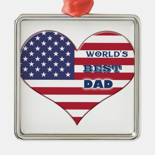 Best Dad American Flag Heart Metalen Ornament (Voorkant)