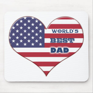Best Dad American Flag Heart Muismat