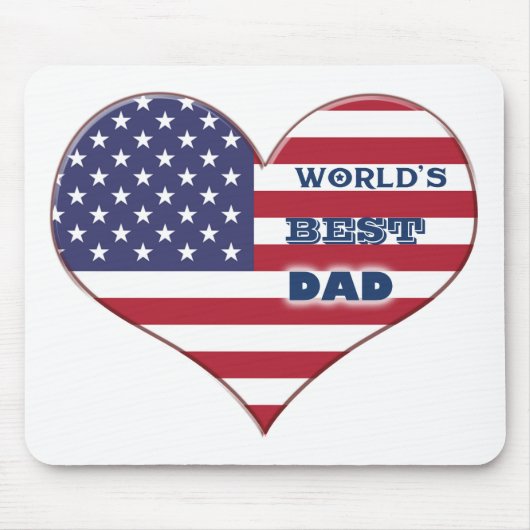Best Dad American Flag Heart Muismat (Voorkant)