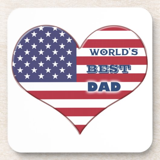 Best Dad American Flag Heart Onderzetter (Voorkant)