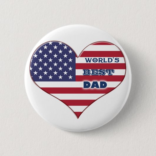 Best Dad American Flag Heart Ronde Button 5,7 Cm (Voorkant)