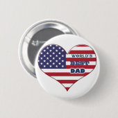 Best Dad American Flag Heart Ronde Button 5,7 Cm (Voorkant /achterkant)