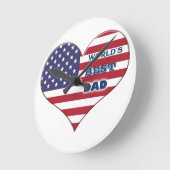 Best Dad American Flag Heart Ronde Klok (Hoek)