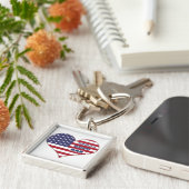 Best Dad American Flag Heart Sleutelhanger (Zijkant)