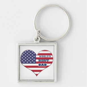 Best Dad American Flag Heart Sleutelhanger