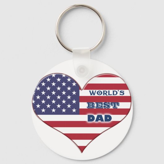 Best Dad American Flag Heart Sleutelhanger (Voorkant)