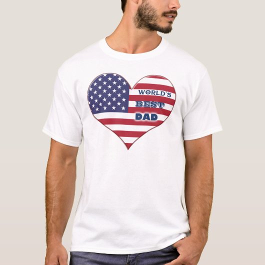 Best Dad American Flag Heart T-shirt (Voorkant)