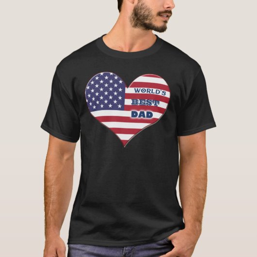 Best Dad American Flag Heart T-shirt (Voorkant)