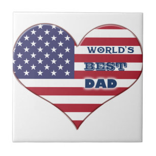 Best Dad American Flag Heart Tegeltje