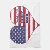 Best Dad American Flag Heart Theedoek (Verticaal)