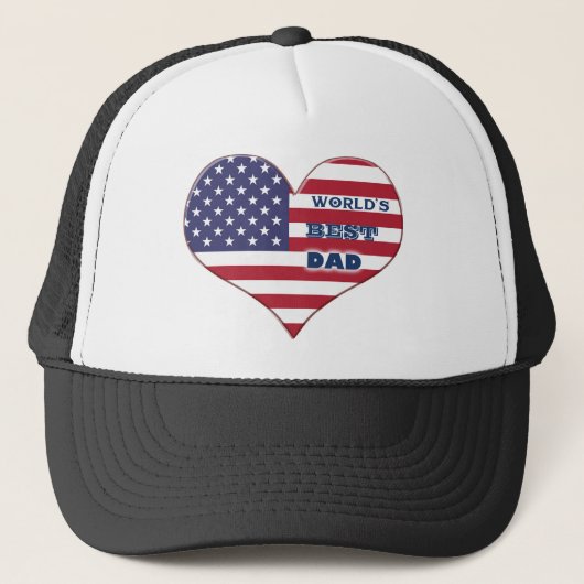 Best Dad American Flag Heart Trucker Pet (Voorkant)