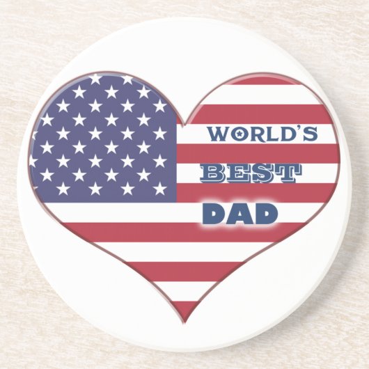 Best Dad American Flag Heart Zandsteen Onderzetter (Voorkant)