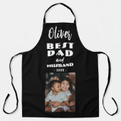 Best Dad and Husband Family Photo Keepomwille Blac Schort (Voorkant)