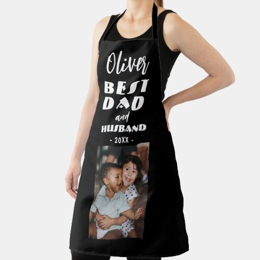 Best Dad and Husband Family Photo Keepomwille Blac Schort (Insitu)