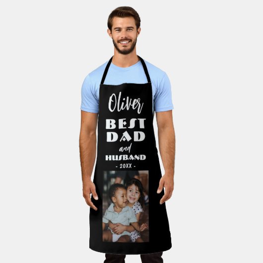 Best Dad and Husband Family Photo Keepomwille Blac Schort (Gedragen)