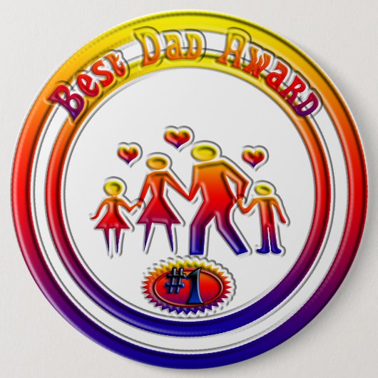 Best Dad Award Rainbow Family Button (Voorkant)