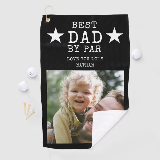 Best Dad beroemd gemaakt door Par Black and White  Golfhanddoek (Insitu)