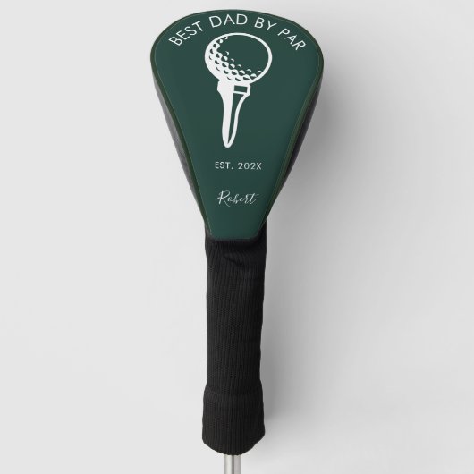 Best Dad beroemd gemaakt door Par Custom Script Mi Golfheadcover (Voorkant)