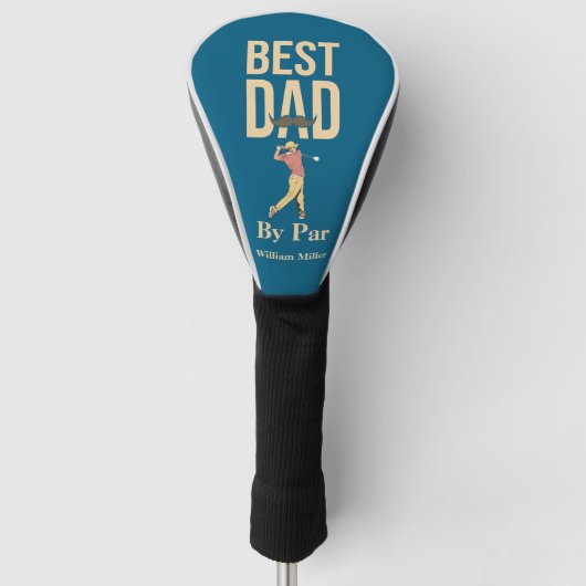Best Dad beroemd gemaakt door Par Golf Swing Musta Golfheadcover (Voorkant)