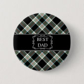 Best Dad Black Tartan Button (Voorkant)