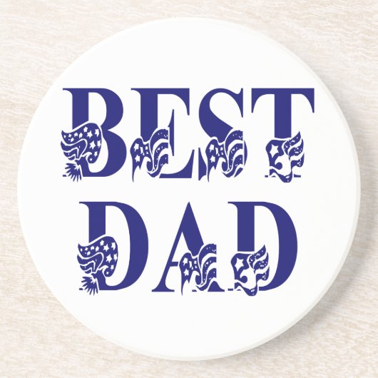 Best Dad Blue Flag Tex Onderzetter (Voorkant)