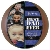 Best Dad Blue Leather Print 2 Foto Father Day Basketbal (Verticaal)