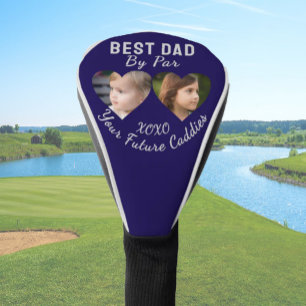 Best Dad By Par 2 Kinder Foto Collage Golfer Gift Golfheadcover
