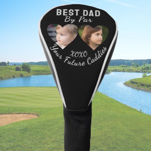 Best Dad By Par 2 Kinder Foto Collage Golfer Gift Golfheadcover