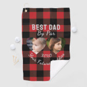 Best Dad by par 2 Kinder fotocollage gepersonalise Golfhanddoek (Insitu)