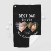 Best Dad by par 2 Kinder fotocollage gepersonalise Golfhanddoek (Insitu)