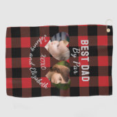 Best Dad by par 2 Kinder fotocollage gepersonalise Golfhanddoek (Horizontaal)