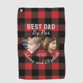 Best Dad by par 2 Kinder fotocollage gepersonalise Golfhanddoek (Voorkant)