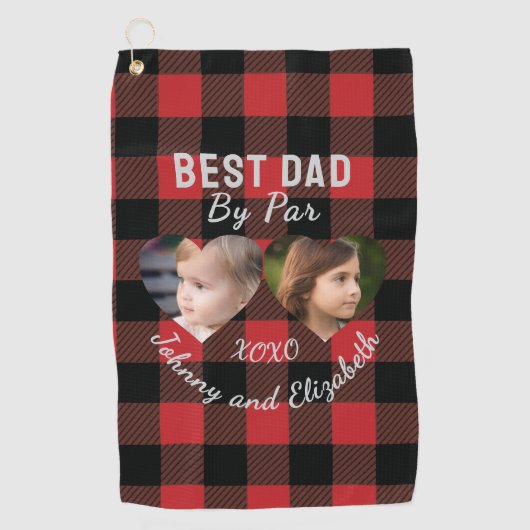 Best Dad by par 2 Kinder fotocollage gepersonalise Golfhanddoek (Voorkant)