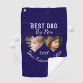 Best Dad by par 2 Kinder fotocollage gepersonalise Golfhanddoek (Insitu)