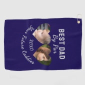 Best Dad by par 2 Kinder fotocollage gepersonalise Golfhanddoek (Horizontaal)
