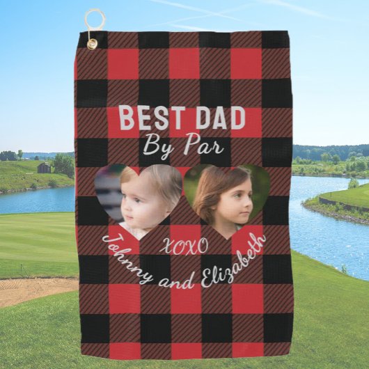 Best Dad by par 2 Kinder fotocollage gepersonalise Golfhanddoek
