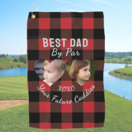 Best Dad by par 2 Kinder fotocollage gepersonalise Golfhanddoek
