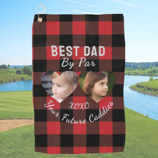Best Dad by par 2 Kinder fotocollage gepersonalise Golfhanddoek