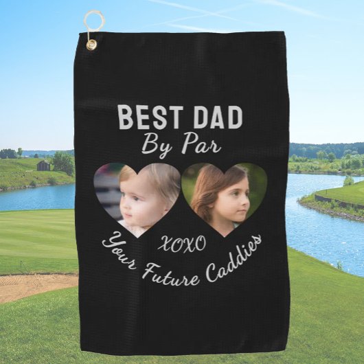 Best Dad by par 2 Kinder fotocollage gepersonalise Golfhanddoek